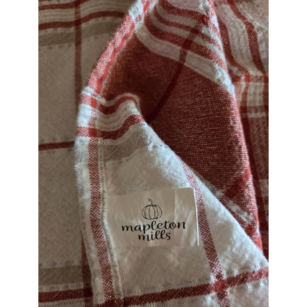 52x70 Tablecloth Rustic Reddish Orange Woven Slight Shimmer Fall Thanksgiving - Picture 8 of 12